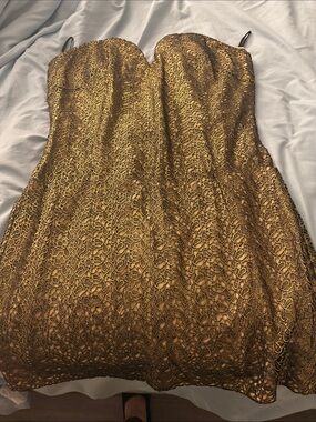 bebe gold strapless dress Mirabella Mini Dress